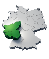 Deutschlandkarte mit herausstechendem Saarland und Rheinland-Pfalz