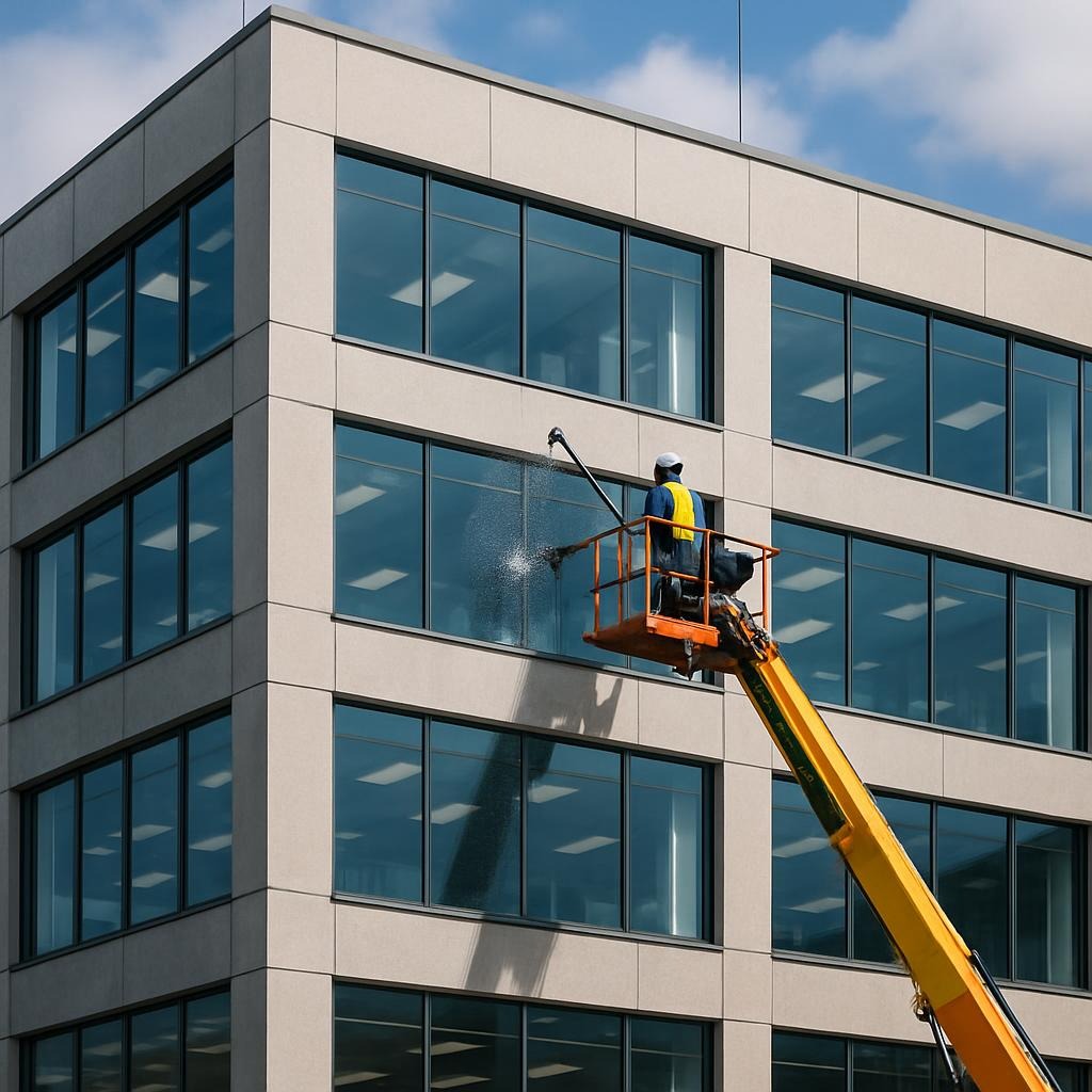 Glas-und-Rahmenreinigung-mit-Hubsteiger-Saarland-und-Rheinland-Pfalz